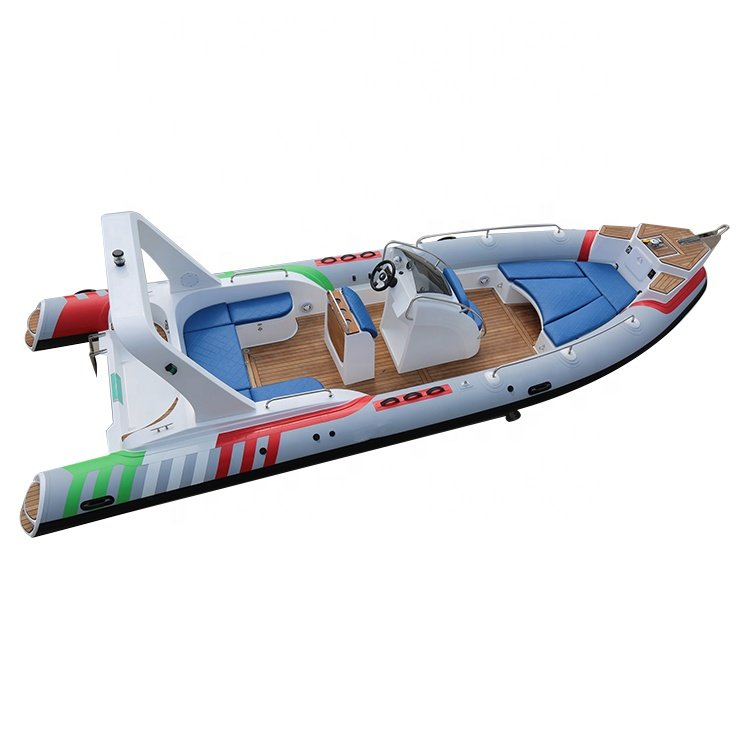 CE China 7.6M Fiberglass Rib Yacht Inflatable Boat with Double Engine for Sale